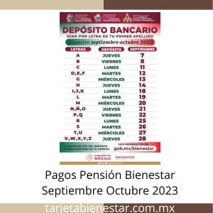 Calendario de Pagos Septiembre Pensión Bienestar